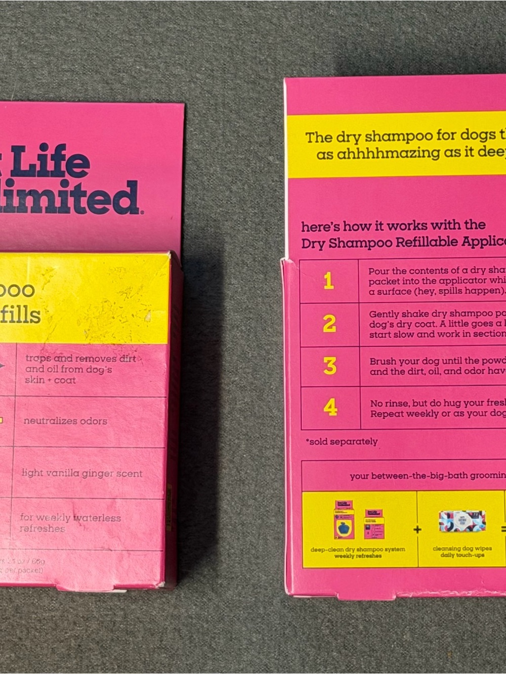 Life Unlimited Dog Dry Shampoo 2 boxes of Refill Packs